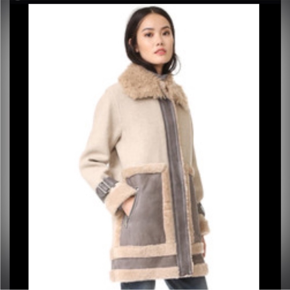 Designer Rebecca Taylor Real Shearling Lamb's Wool Penny Lane Winter Coat - Picture 13 of 16